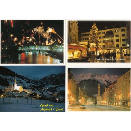 Tirol Austria Night Illuminations Fireworks 4x 1980s Postcard s