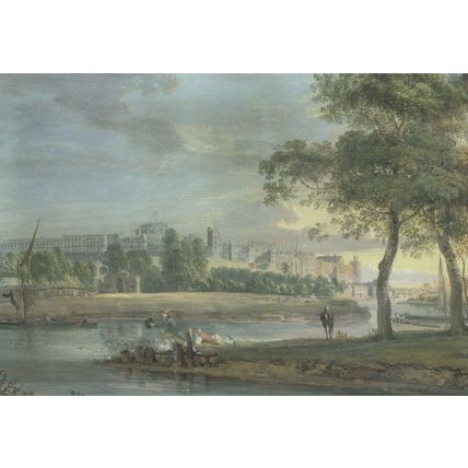 Paul Sandby Windsor Castle From The River Thames Painting Postcard