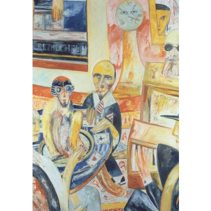Piano Pianist Scottish Monkey Card Game Clock Painting Postcard
