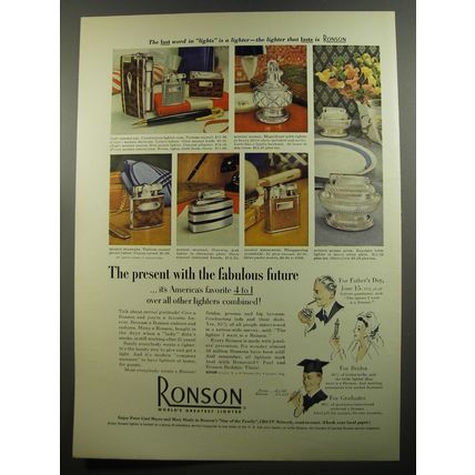 1952 Ronson Cigarette Lighters Ad - Pal, Princess, Adonis, Penciliter, Gloria