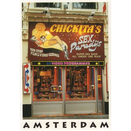 Amsterdam Chickita's Sex Paradijs Red Light Sex Shop Dutch Rare Postcard