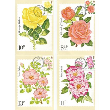 GB PHQ Cards 1976 Centenary Of Royal National Rose Society Used Set No 4