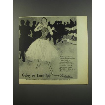 1956 Galey & Lord Dress by Pauline Trigere Advertisement