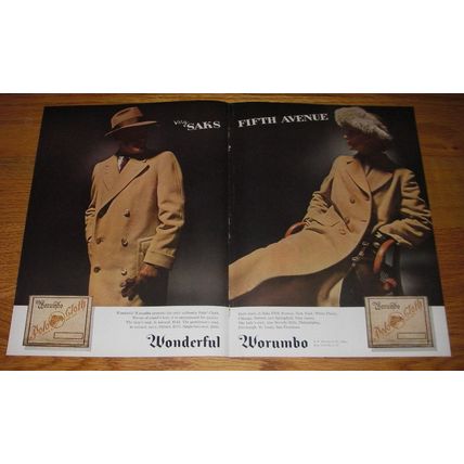 1957 Worumbo Polo Cloth Advertisement - Saks Fifth Avenue Coats