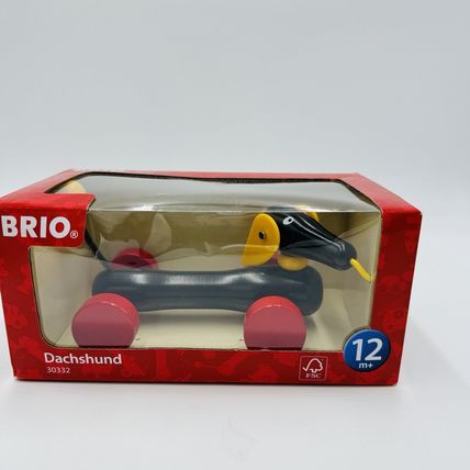 BRIO Sweden 30332 Pull Along DACHSHUND Wiener Dog 7" Wooden Toddler Pull Toy NEW