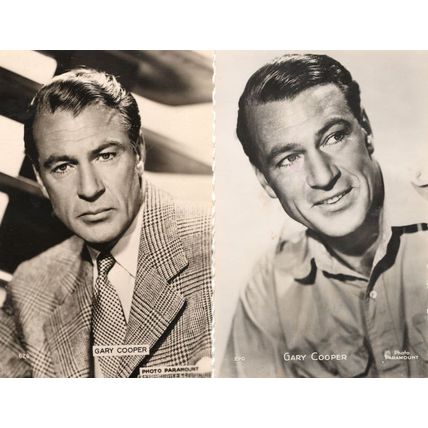 Gary Cooper 220 & 628 2x Rare Paramount Film Actor Photo Postcard s
