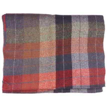 Mens Tradional Checked Scarf Burgundy Blue & White Super Soft Comes Boxed Gift