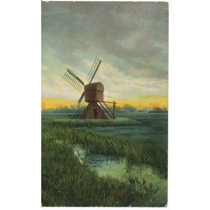 PC17163 Old Painting. Windmill. Knight. 643. 1905