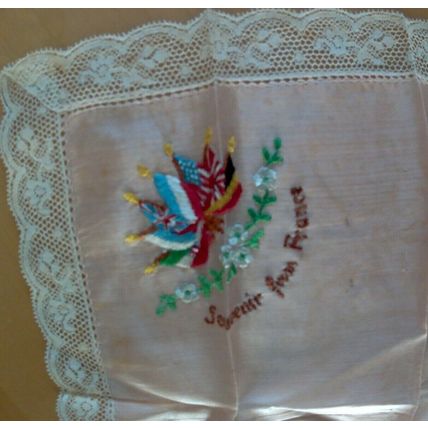 Vintage 1920's France Souvenier Handkerchief
