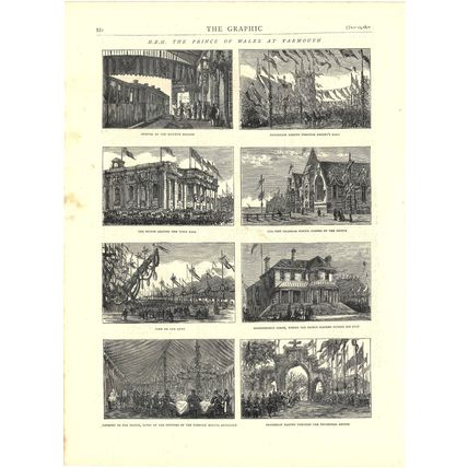 H.R.H. THE PRINCE OF WALES AT YARMOUTH 1872 VICTORIAN ENGRAVING