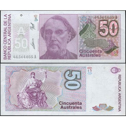 Argentina. Banknote 50 australes. ND (1989). Unc. Paper. Cat# P.326d [Serie A]