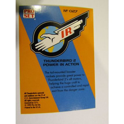 27. Thunderbird 2 Power in Action - Thunderbirds IR 1992 PRO SET Trade Card.
