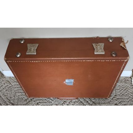 Vintage Brown Travel Joy Wood? Small Suitcase or Large Briefcase with Key