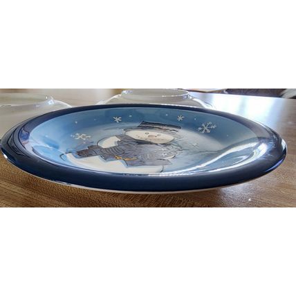 Set of 3 Christmas Holiday Heavy Plates Snowmen & Winter House