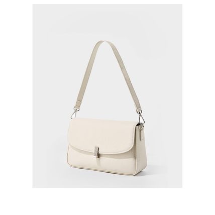 Ladies'Cowhide Shoulder Bag Tote Handbag White