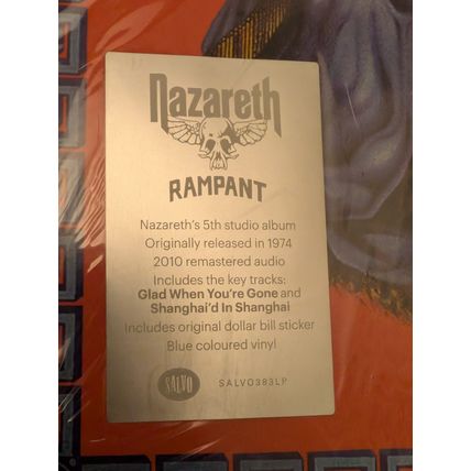 NAZARETH Rampant LP UK blue vinyl record 1975 HARD ROCK 1970s 2019 remaster EX