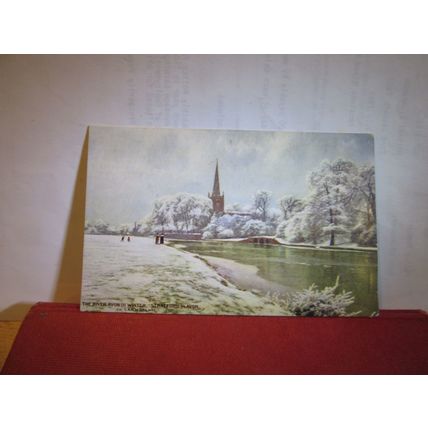 WINTER IN STRATFORD UPON AVON, WARWICKSHIRE. antique postcard by L & N W R =