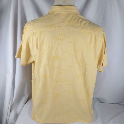 Columbia River Lodge Mens Short Sleeve Yellow "Fish" Shirt Sz XL