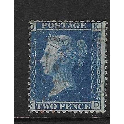 GB QV 1858-79 2d PLATE 9 "DK" USED SG45