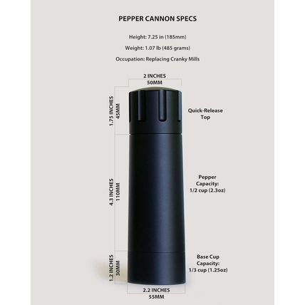 MANNKITCHEN Pepper Cannon - Professional Grade Heavy Duty High Output Pepper Mil