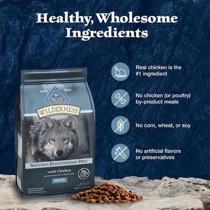 Blue Buffalo Wilderness Natural High-Protein Dry Food for Adult Dogs, Chicken Re