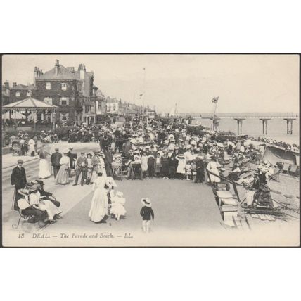 The Parade and Beach, Deal, Kent, c.1905-10 - Lévy Postcard LL13