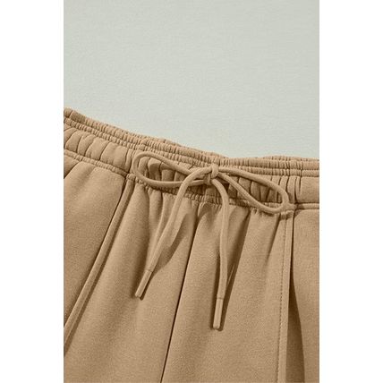 Smoke Gray Exposed Seam Drawstring High Waist Wide Leg Pants