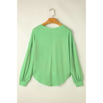 Blue Colorblock Striped Drop Shoulder Loose Top