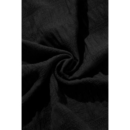 Black Lace-up Ruched Front Long Sleeve Ruffle Hem Plus Size Midi Dress