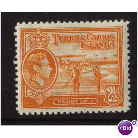 Turks & Caicos KGVI 1944 2½d Orange Mounted Mint MM SG 199a