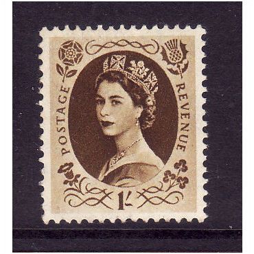 GREAT BRITAIN 1952 SG529 QEII TUDOR 1s BISTRE BROWN U/M MINT #3