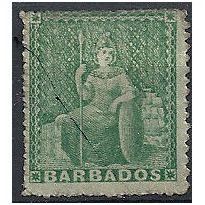 Barbados 1861 SG21a (1/2d) Blue-Green Mounted Mint - traces of gum . ..