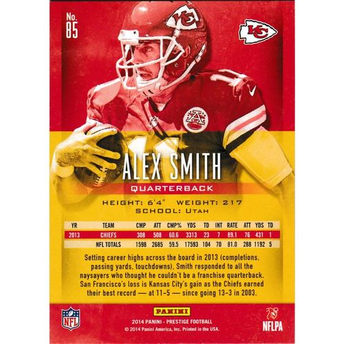 2014 Panini Prestige 85 Alex Smith Kansas City Chiefs