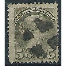 Canada 1876 SG85 5c Olive-Green Good Used ... .