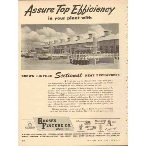 brown fintube company 1953 assure top efficiency in plant vintage ad