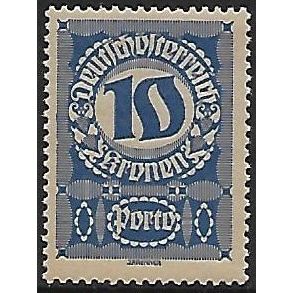 Po Mi 91 y: 10 Kr. deep blue Postage Due Stamp: Numeral, grey paper.