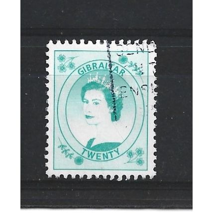 Gibraltar.SG863 20p Queen Elizabeth II (Turquoise-Green).Fine Used.Nov23