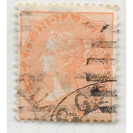 INDIA 1865 QV TWO ANNAS ORANGE USED