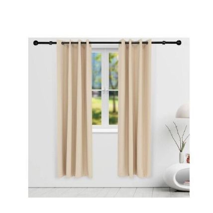 Sunnydaze 2 Beige Indoor/Outdoor Blackout Curtain with Grommet Top - 52 x 96 in