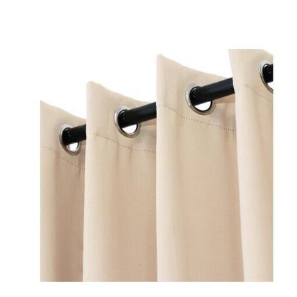 Sunnydaze 2 Beige Indoor/Outdoor Blackout Curtain with Grommet Top - 52 x 96 in