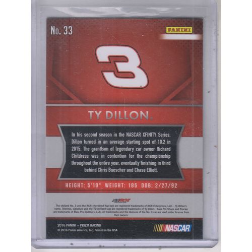 2016 Panini prizm racing Ty Dillon #33