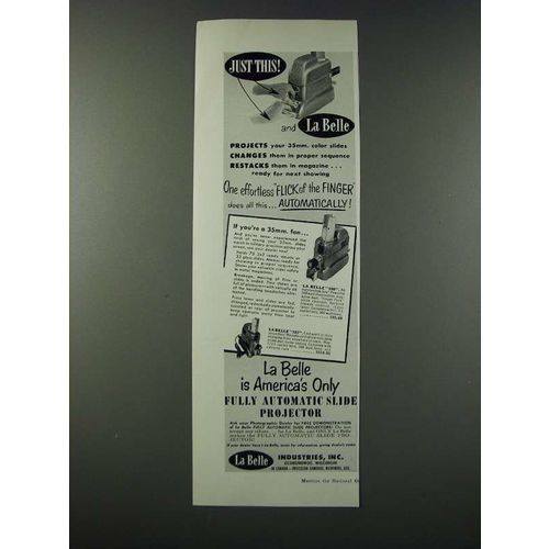 1952 La Belle 500 and 302 Slide Projectors Ad