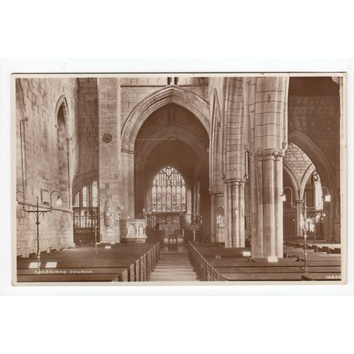 Ashbourne Church Interior Derbyshire RP Postcard 14830