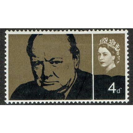 1965 Churchill Commemoration 4d Black and Olive Brown SG661 MM