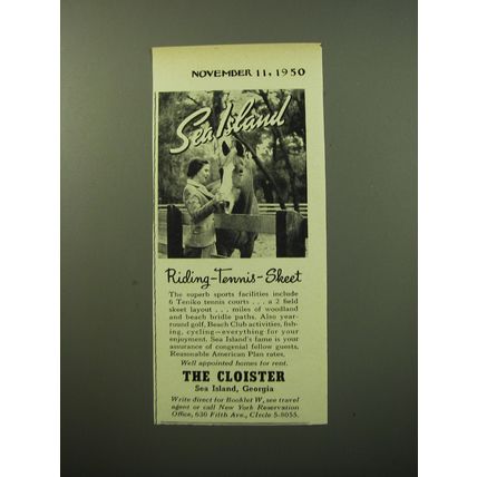 1950 The Cloister Resort Ad - Sea Island Riding - Tennis - Skeet