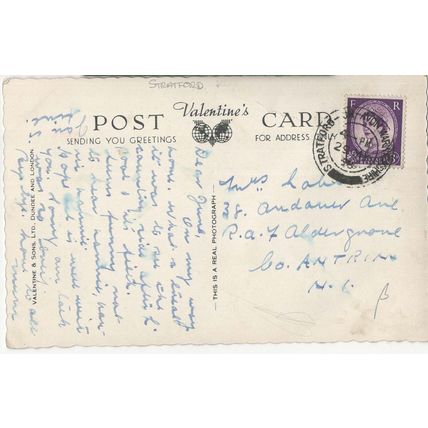 VALENTINES RP POSTCARDSHAKESPEARE MEMORIAL THEATRE STRATFORD ON AVON 1956 - 233