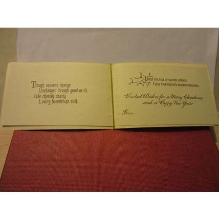 CHRISTMAS unused Victorian greetings card with paper insert lovely card /