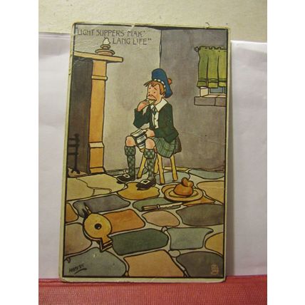 HAMISH, LIGHT SUPPERS humour used antique postcardby R. Tuck 'OILETTE' 1911 pm =