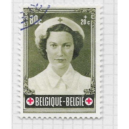 BELGIUM 1953 RED CROSS NATIONAL FUND ROYAL PRINCESS DRESSED AS NURSE USED 80c +