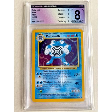 Poliwrath Holo Rare 1999 Pokemon Base Set Unlimited 13/102 PGS 8 NM-M WOTC